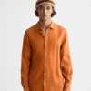 Scotch & Soda Regular fit linen shirt, Rust