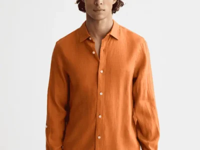 Scotch & Soda Regular fit linen shirt, Rust