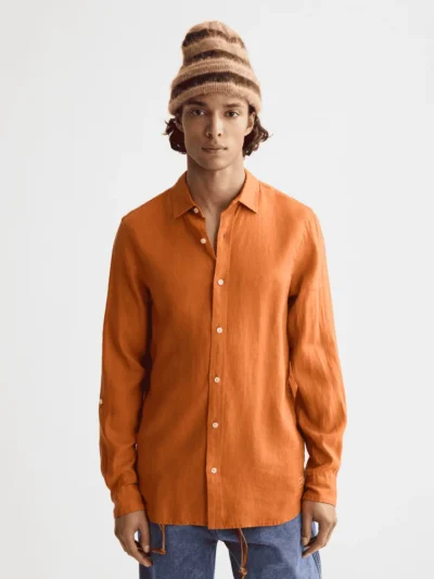 Scotch & Soda Regular fit linen shirt, Rust