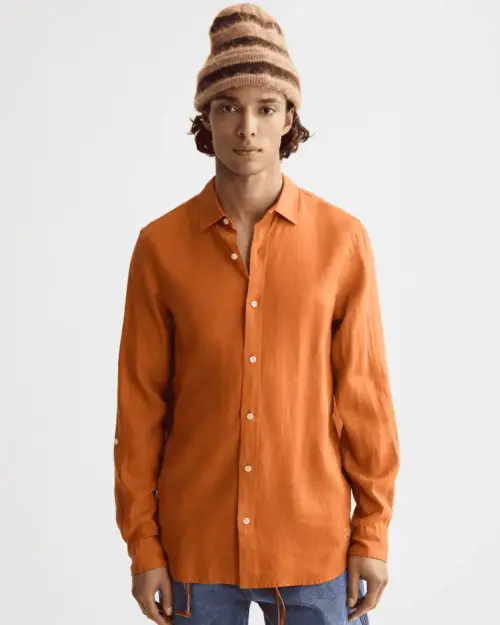 Scotch & Soda 181230 Regular fit 100% linen shirt, Rust