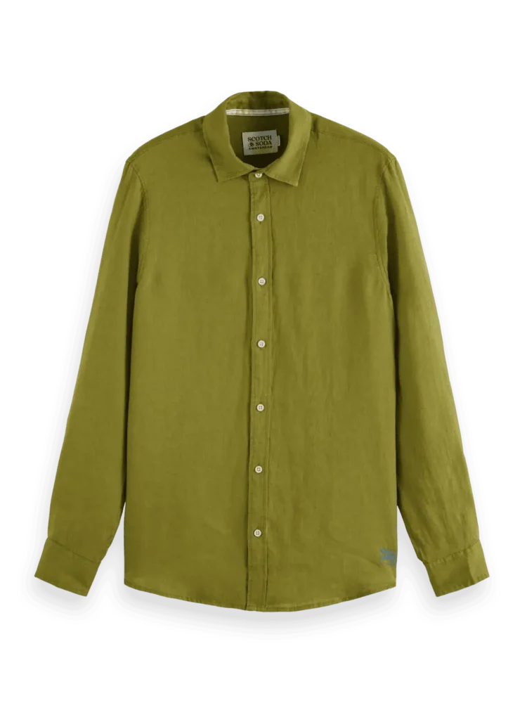 Scotch & Soda Regular fit linen shirt, Calla Green - Image 6