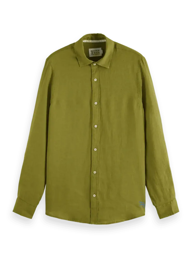 Scotch & Soda 181230 Regular fit 100% linen shirt Calla Green - Image 6