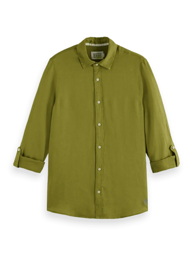Scotch & Soda Regular fit linen shirt, Calla Green - Image 4
