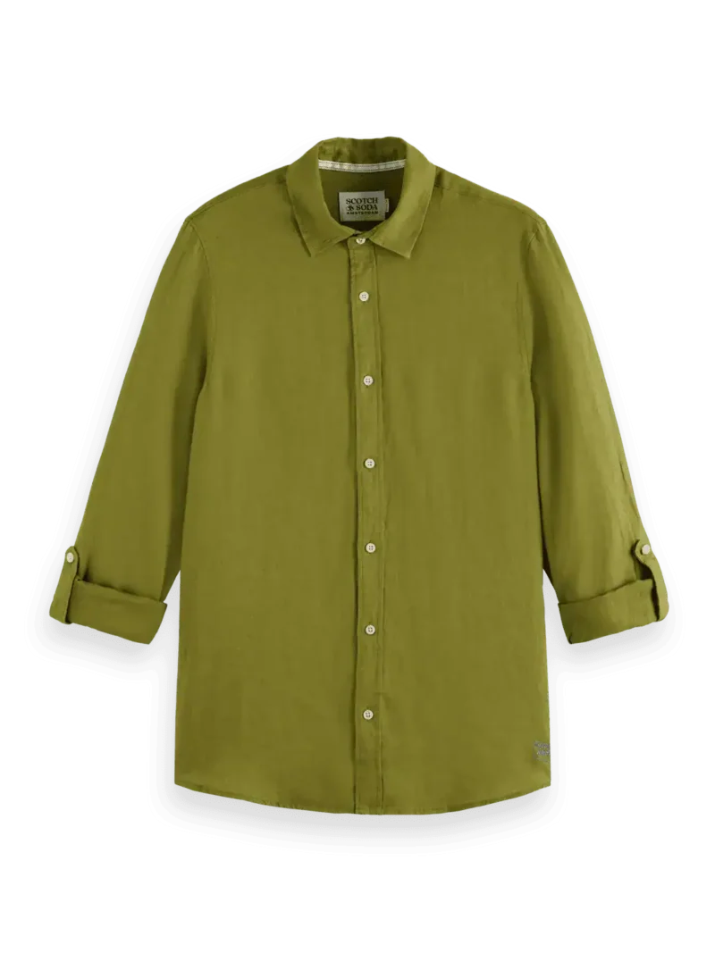Scotch & Soda 181230 Regular fit 100% linen shirt Calla Green - Image 4