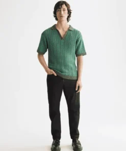 Alternative view of Scotch & Soda 181322 Open structured Knitted V-Neck polo, Thyme