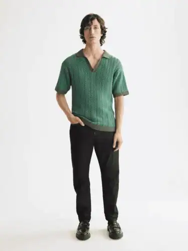 Alternative view of Scotch & Soda 181322 Open structured Knitted V-Neck polo, Thyme