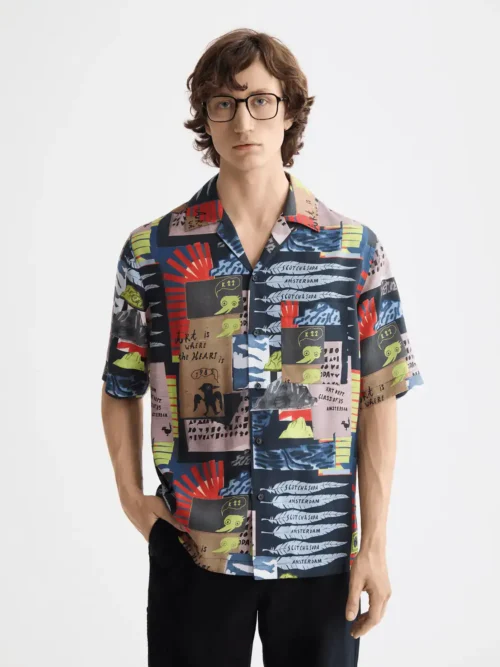 Scotch & Soda Tencel all-over printed short-sleeved shirt, 181711