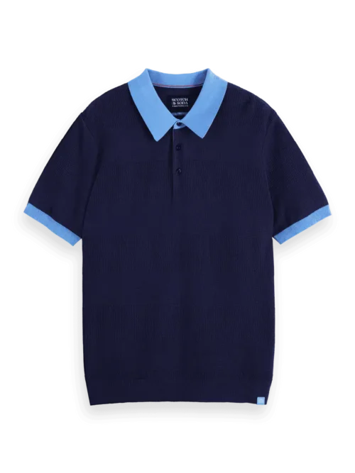 Scotch & Soda 182379 Structured  Knitted Polo, Peacoat - Image 4