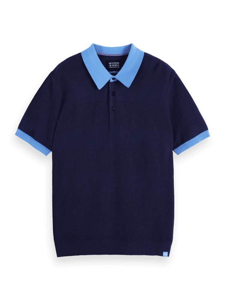 Scotch & Soda Structured  Knitted Polo, Peacoat - Image 4