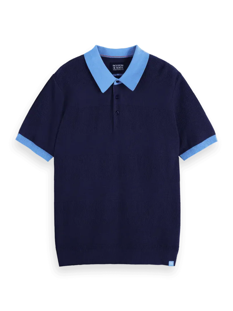Scotch & Soda 182379 Structured  Knitted Polo, Peacoat - Image 4
