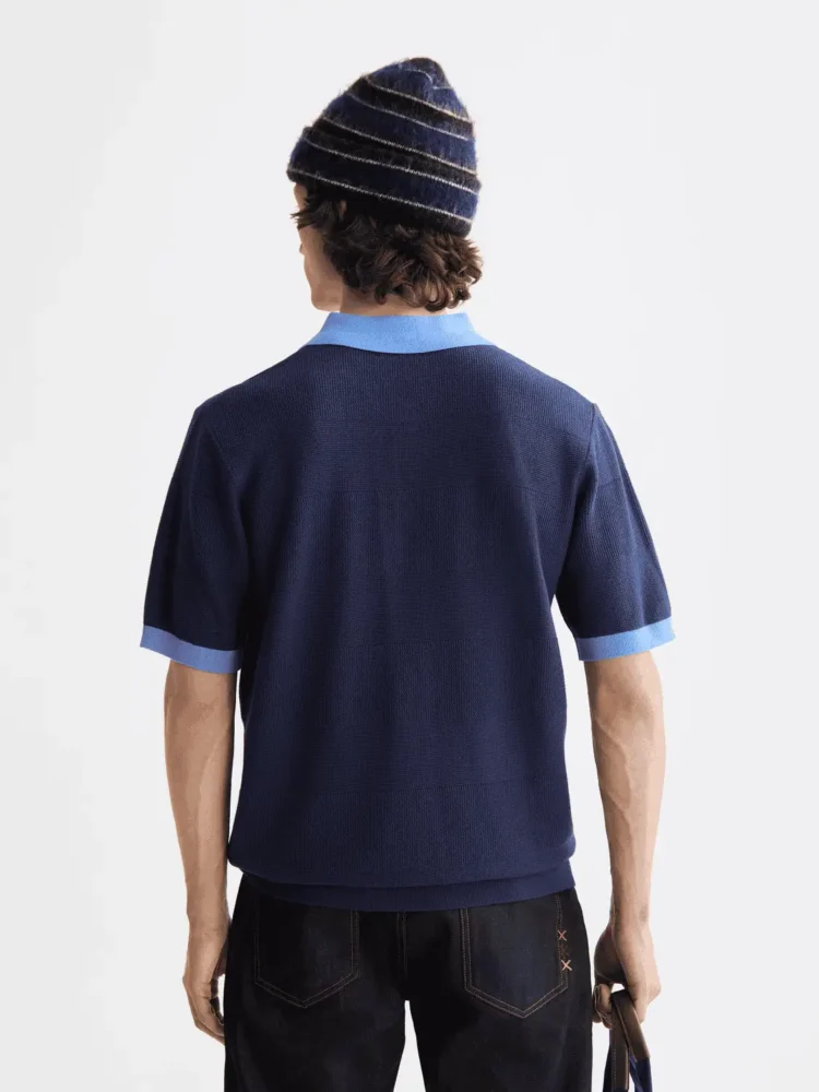 Scotch & Soda Structured  Knitted Polo, Peacoat - Image 5