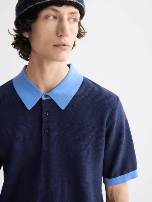 Scotch & Soda 182379 Structured  Knitted Polo, Peacoat - Image 6