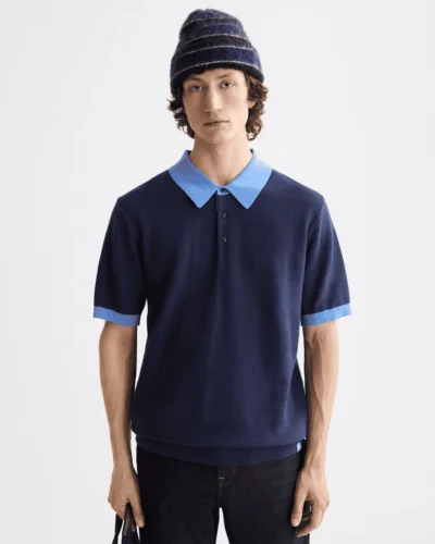 Scotch & Soda 182379 Structured  Knitted Polo, Peacoat