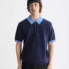 Scotch & Soda Structured  Knitted Polo, Peacoat