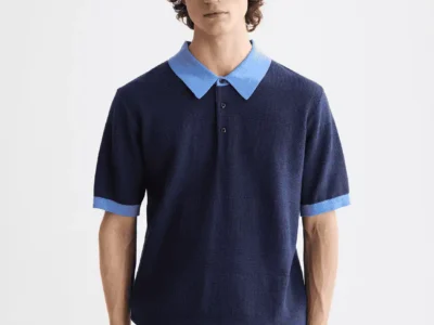 Scotch & Soda Structured  Knitted Polo, Peacoat