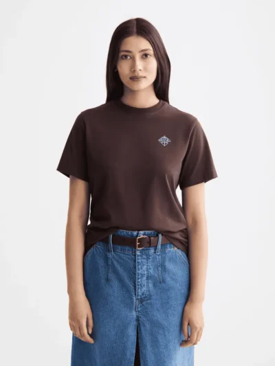 Scotch & Soda  T-shirt with chest artwork, Chocolate