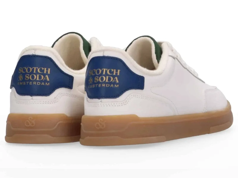 Scotch & Soda   Slim Leather Low Top Trainers , White - Image 3
