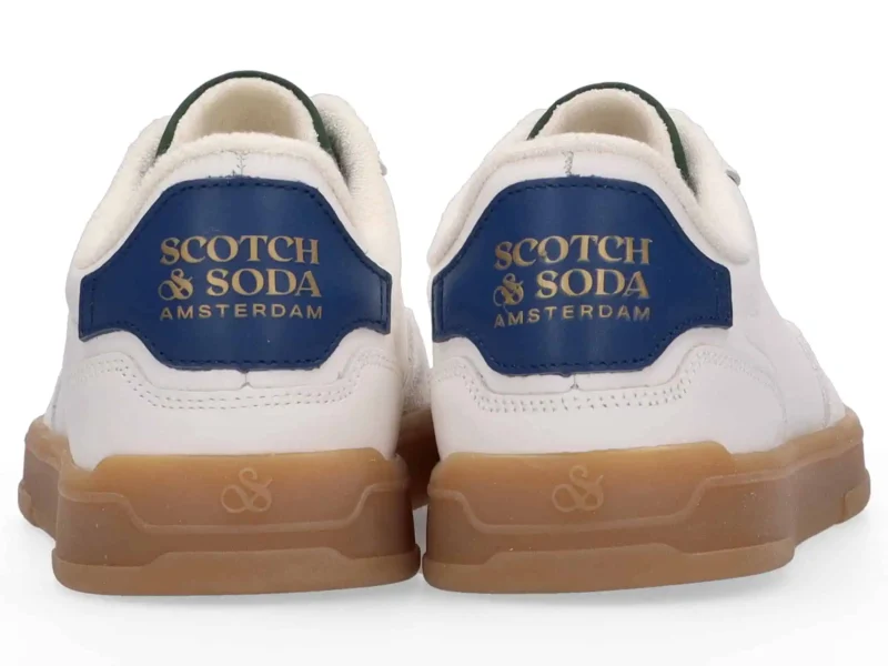 Scotch & Soda   Slim Leather Low Top Trainers , White - Image 4