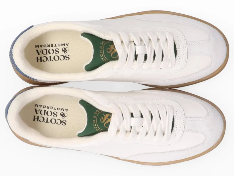 Scotch & Soda   Slim Leather Low Top Trainers , White - Image 5