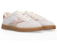 Alternative view of Scotch & Soda   Slim Suede Leather Low Top Trainers , White/Orange