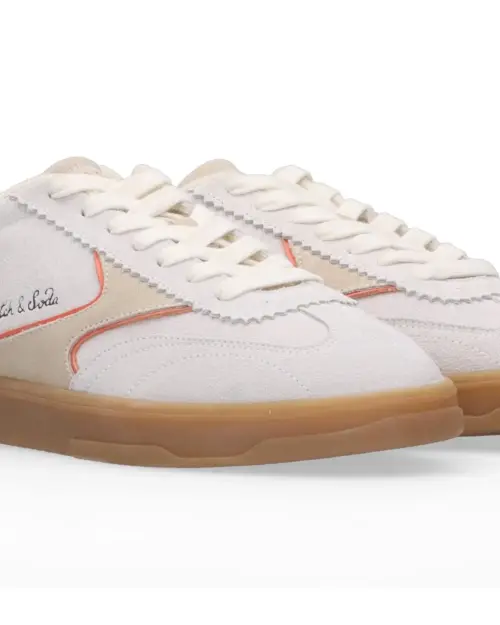 Alternative view of Scotch & Soda MEN   Slim Suede Leather Low Top Trainers  White/Orange