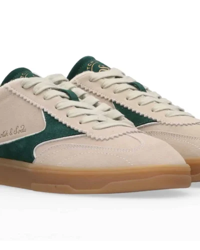 Alternative view of Scotch & Soda   Slim Suede Leather Low Top Trainers , Beige/Green