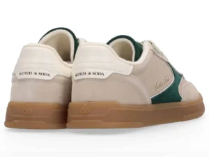 Scotch & Soda MEN Slim Suede Leather Low Top Trainers , Beige/Green image1