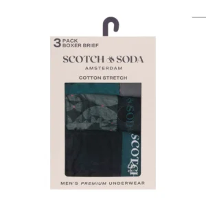 Alternative view of Scotch & Soda 3 pack Men's Solid Cotton Stretch Boxer shorts, Black/Green