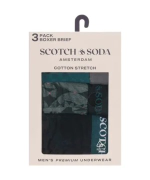 Alternative view of Scotch & Soda 3 pack Men's Solid Cotton Stretch Boxer shorts, Black/Green