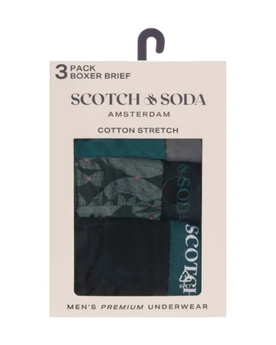 Alternative view of Scotch & Soda 3 pack Men's Solid Cotton Stretch Boxer shorts, Black/Green