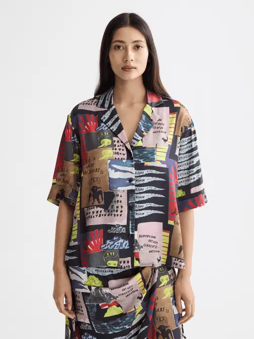 Scotch & Soda U9A00789T, Printed short sleeve viscose shirt