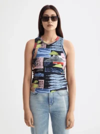 Scotch & Soda U9A00795T  All over printed rib racer tank