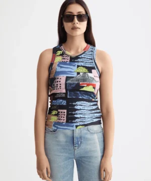 Scotch & Soda U9A00795T  All over printed rib racer tank