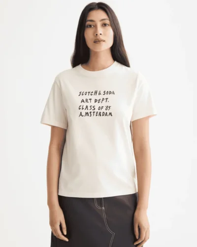 Scotch & Soda U9A00816T  T-shirt with hand painted artworks,Eggnog