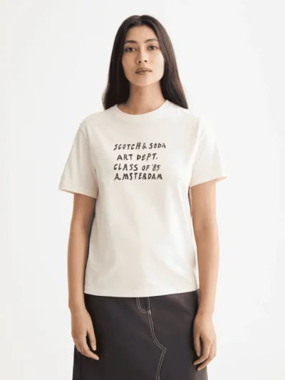Scotch & Soda U9A00816T  T-shirt with hand painted artworks,Eggnog