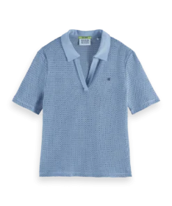 Alternative view of Scotch & Soda U9A00817T Crochet polo, Faded denim
