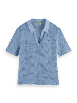 Alternative view of Scotch & Soda U9A00817T Crochet polo, Faded denim