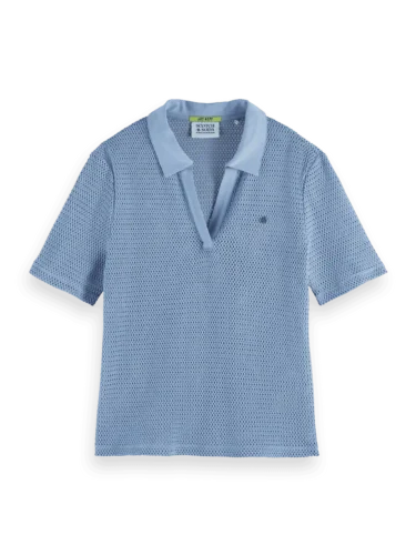 Alternative view of Scotch & Soda U9A00817T Crochet polo, Faded denim