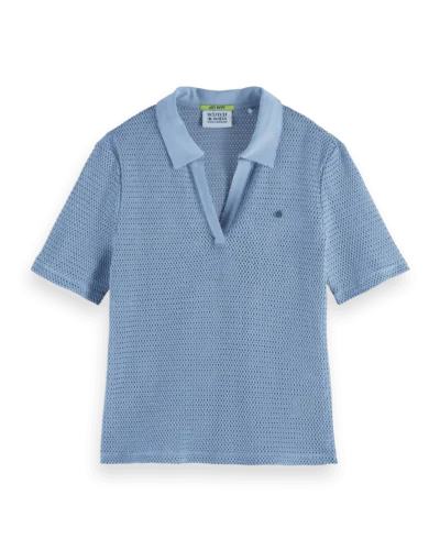 Alternative view of Scotch & Soda U9A00817T Crochet polo, Faded denim
