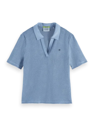 Alternative view of Scotch & Soda U9A00817T Crochet polo, Faded denim