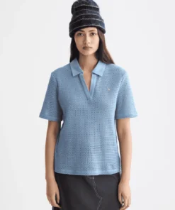 Scotch & Soda U9A00817T Crochet polo, Faded denim