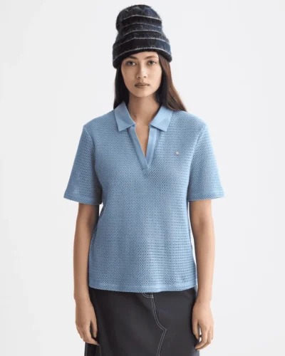 Scotch & Soda U9A00817T Crochet polo, Faded denim