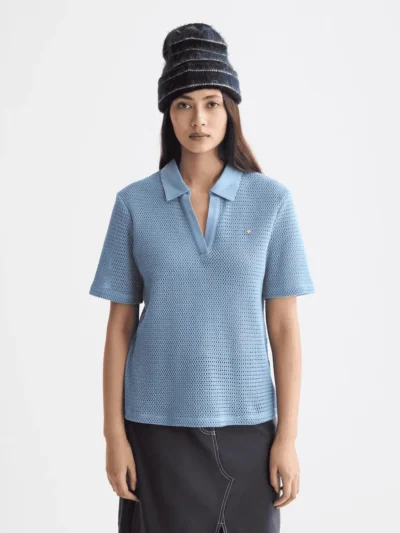 Scotch & Soda U9A00817T Crochet polo, Faded denim