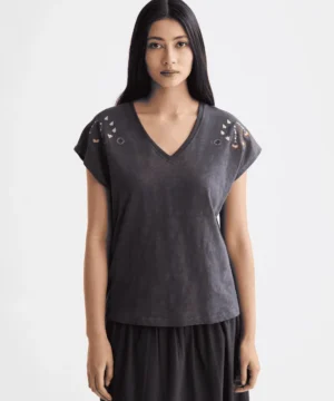 Scotch & Soda U9A00818T Embroidered V-Neck T-shirt