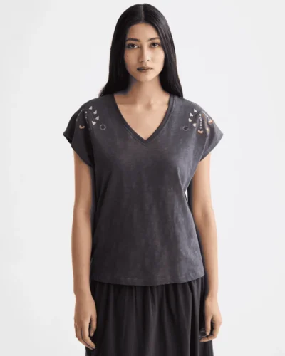 Scotch & Soda U9A00818T Embroidered V-Neck T-shirt