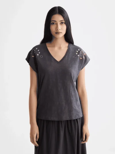 Scotch & Soda U9A00818T Embroidered V-Neck T-shirt
