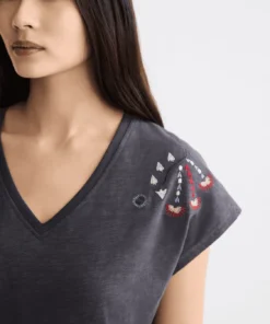 Alternative view of Scotch & Soda U9A00818T Embroidered V-Neck T-shirt