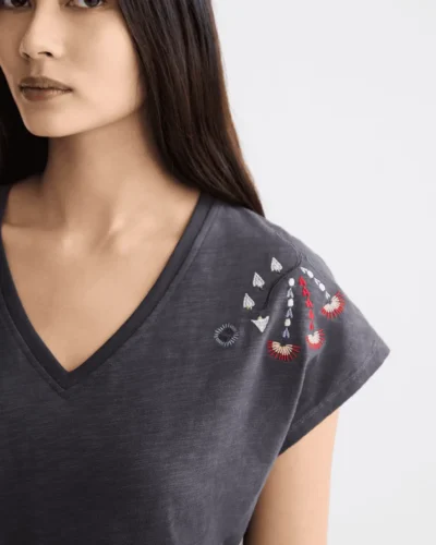 Alternative view of Scotch & Soda U9A00818T Embroidered V-Neck T-shirt