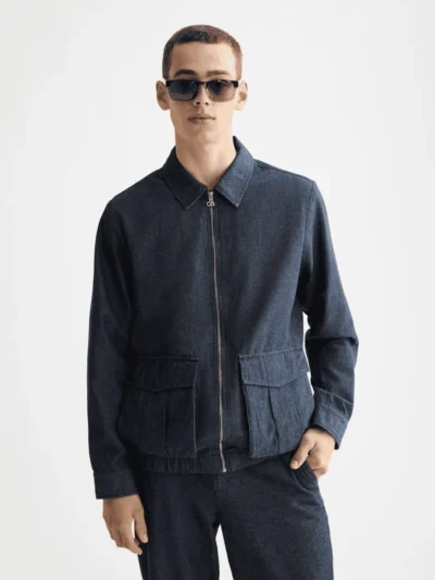 Scotch & Soda 181134 Cotton Linen twill zip-thru  blouson, Sky Captain