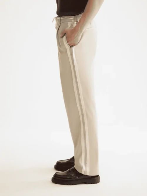 Alternative view of Scotch & Soda 181185 Tape-Trimmed Twill pleated jogger, Plaza taupe
